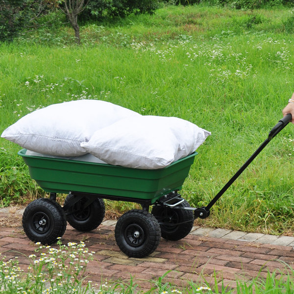 iYofe Garden Dump Cart Wagon, Gardening Trolley Cart With Steel Frame